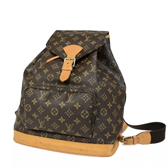 LOUIS VUITTON Montsouris GM Backpack Bag Monogram Leather Brown - Picture 1 of 7